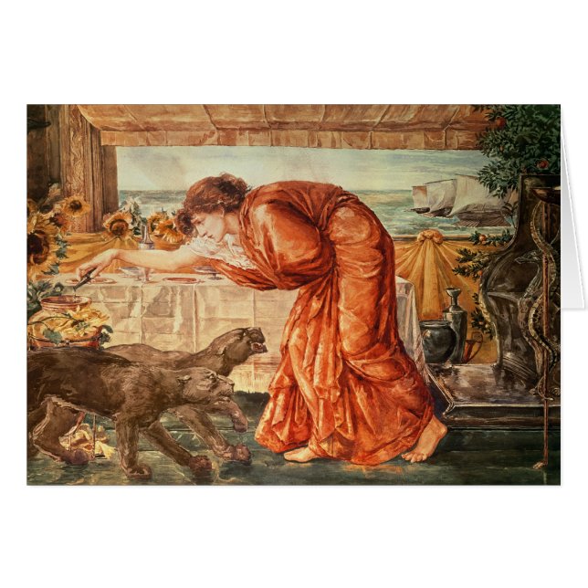 Cartão Veneno de derramamento de Circe em um vaso (Frente Horizontal)