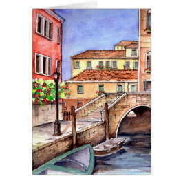 Cartão Veneza - Caneta e Wash Watercolor