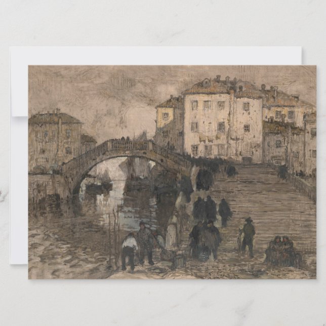 Cartão Veneza, Itália (Paisagem Veneziana Vintage) (Frente)