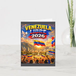 Cartão Venezuela Livre 2026 Bandeira do Coração da Venezu