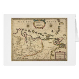 Cartão Venezuela pelo mapa de Hondius - 1630