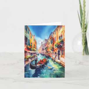 Cartão Venice Canals Itália Watercolor