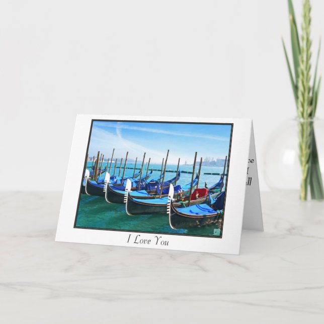 Cartão Venice Gandola com citação de amor (Frente)