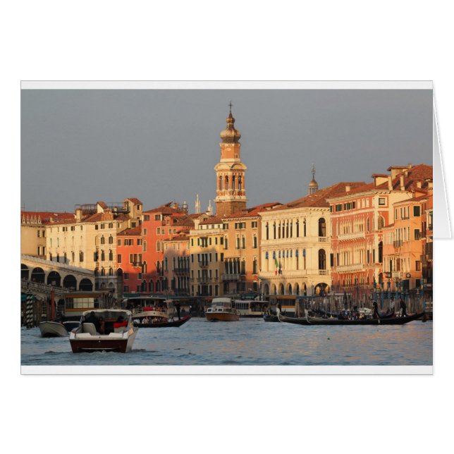 Cartão Venice Sunset na ponte de Rialtro (Frente Horizontal)