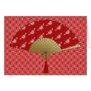 Cartão Ventilador Deco - Borboletas, Vermelho Escuro e Br