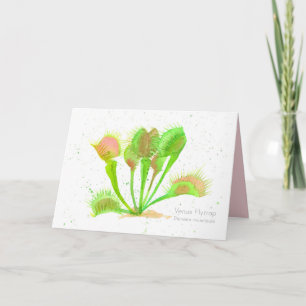 Cartão Venus Flytrap Plant Watercolor Illustration Blank