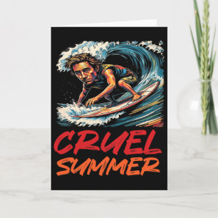 Cartão Verão Cruel Onda Retro Surfando Férias Férias W