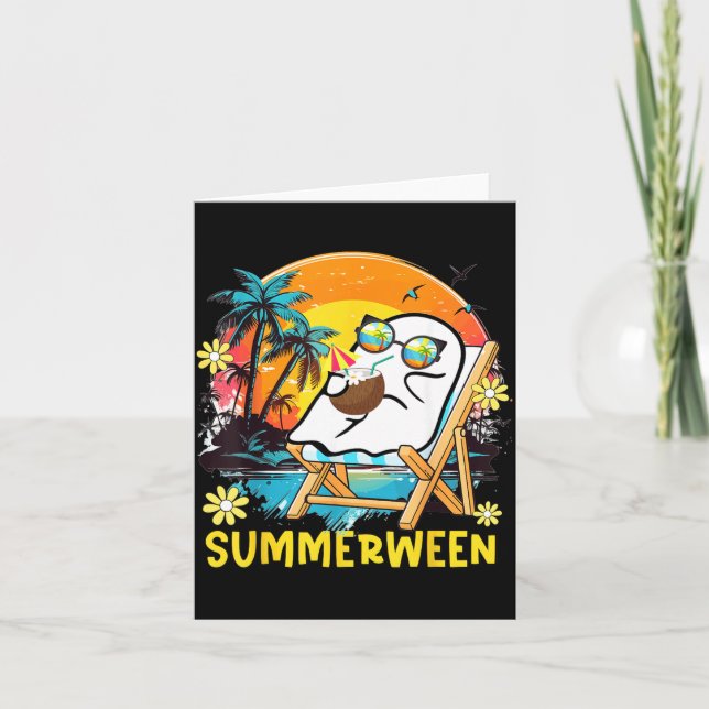 Cartão Verão Funny Summer Halloween Ghost Summer (Frente)