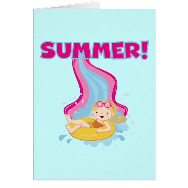 Cartão Verão louro da menina (Frente)