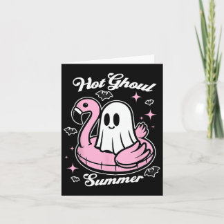 Cartão Verão Quente de Ghoul Flamingo Fantasma Summerween