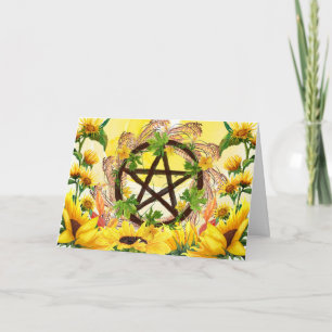 Cartão Verão Solstício Brilhante Girassol e Eleampano