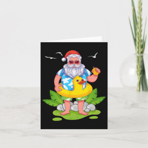 Cartão Verão Tropical Divertido Papai Noel Havaiano Natal