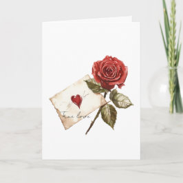 Cartão Verdadeiro Amor Rosa Vermelha Carta Coração