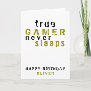 Cartão Verdadeiro Garoto de Tipografia Gamer Aniversário