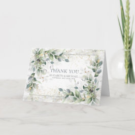 Cartão Verde Botânico Dusty Marble Dourado Obrigado