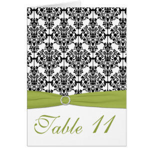 Cartão verde, branco, e preto do número da mesa do