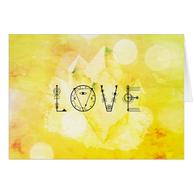 Cartão Verde brilhante do ouro amarelo do AMOR do *~* (Frente Horizontal)