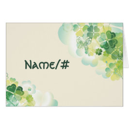 Cartão verde da mesa dos cantos do trevo e da