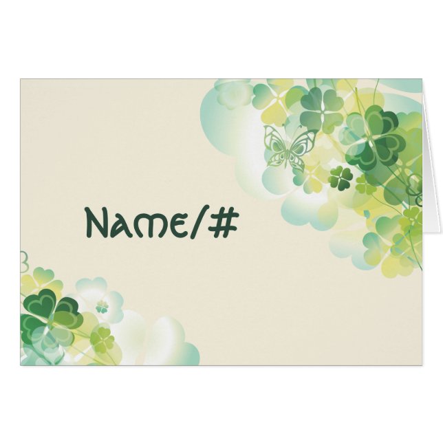Cartão verde da mesa dos cantos do trevo e da (Frente horizontal)