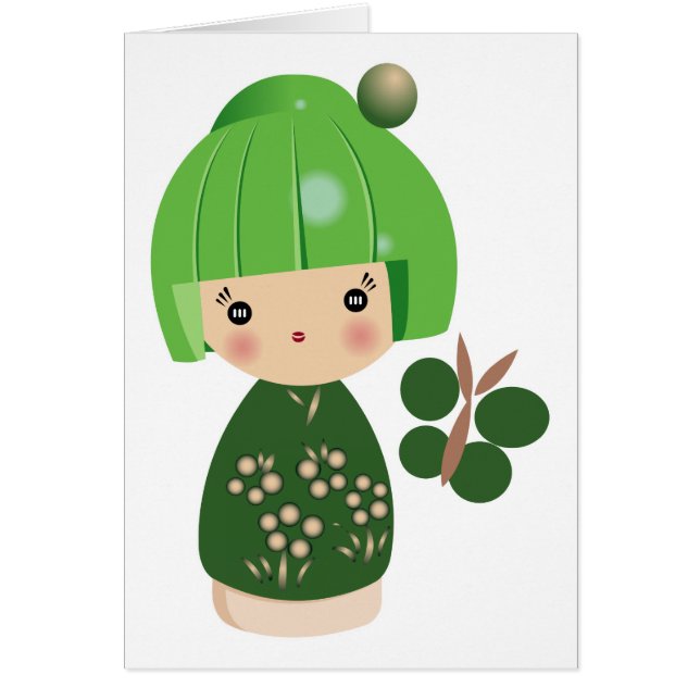 Cartão verde da objectiva tripla de Kokeshi (Frente)