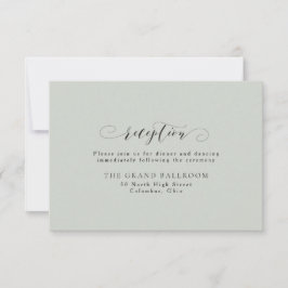 Cartão verde de recepção de casamento elegante