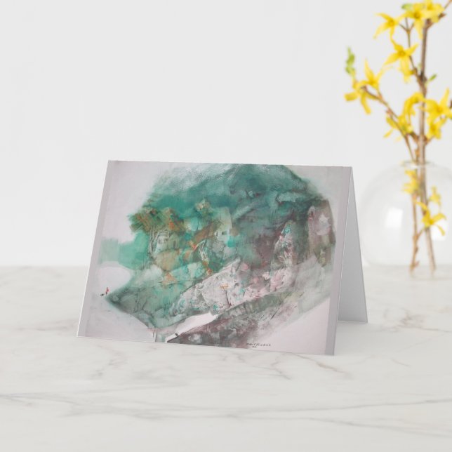 Cartão verde de saudação de paisagem Abstrato (Flor Amarela)