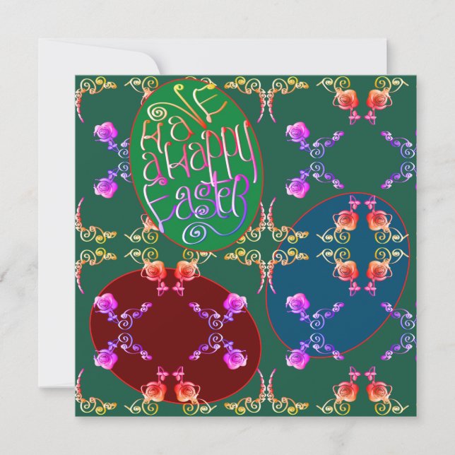 Cartão verde de Vazio "Felz pascoa" para ovos (Frente)