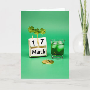 Cartão Verde do Dia de Sorte 17 de Março