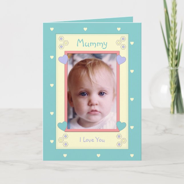 Cartão Verde e amarelo com data de aniversário de fotos (Frente)