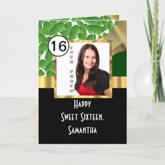 Cartão Verde e ouro personalizados doce dezesseis