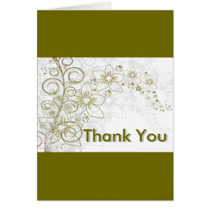 Cartão Verde Floral Simples Branco Obrigado