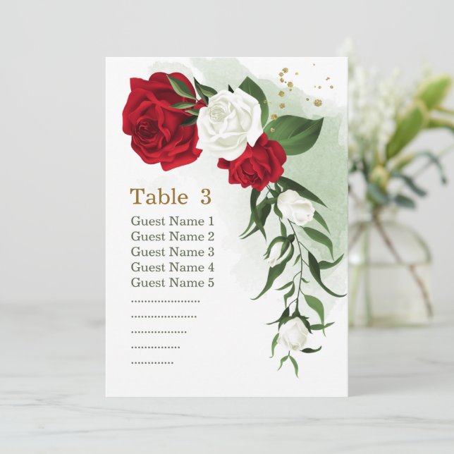 cartão verde floral vermelho (Em pé/Frente)