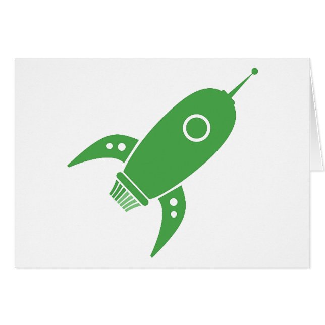 Cartão Verde gordo do navio de Rocket retro (Frente Horizontal)