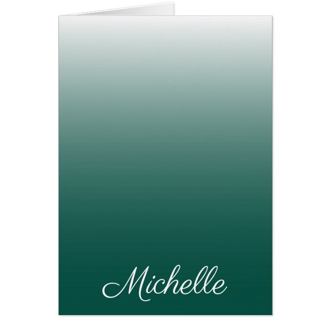 Cartão Verde-gradiente ombre personalizado (Frente)