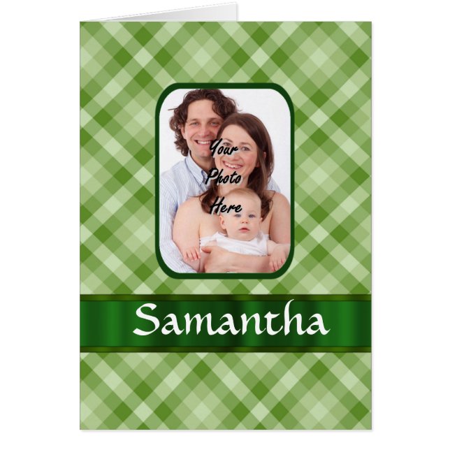 Cartão Verde limão gingham (Frente)