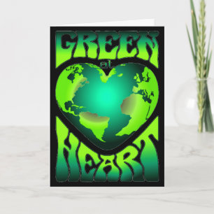 Cartão Verde no Coração Eco Amigo do Ambiente Retro