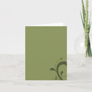 Cartão Verde-oliva Vazio clássico com nota florescente