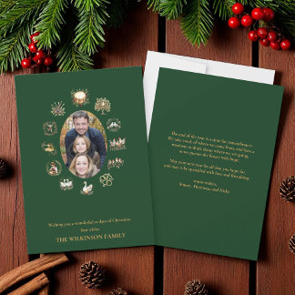 Cartão verde para fotografia de 12 dias de Natal