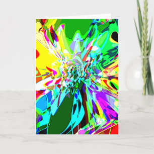 Cartão Verde Sombreado Amarelo Aqua Rosa Fantasia Flor Mo
