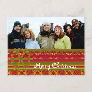 Cartão verde vermelho do Feliz Natal do damasco