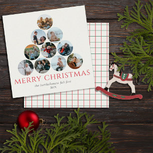 Cartão Verde Vermelho Quadrado de Foto Feliz Natal
