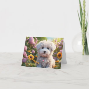 Cartão Vergia Adorável de Vazio de Puppy White Fluffy