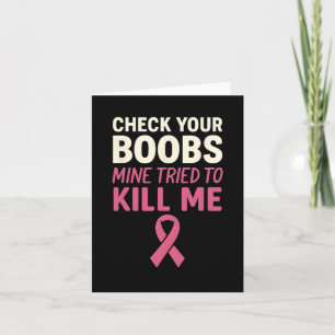 Cartão Verifique Seu Cancer De Mama Engraçado Rosa