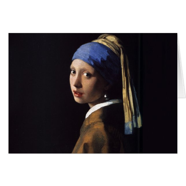 Cartão Vermeer Girl Pearl Enarrando pintura de arte (Frente Horizontal)