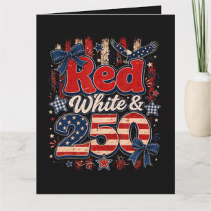 Cartão Vermelho Branco 250 Anos Liberdade Americana 1776-
