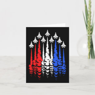 Cartão Vermelho Branco Azul Patriótico Jatos Bandeira EUA