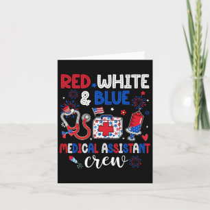 Cartão Vermelho Branco E Azul Equipe Médica Istant Feliz 