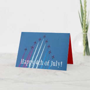 Cartão Vermelho, Branco e Azul, Feliz 4 de julho!