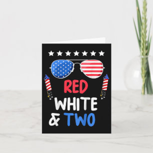 Cartão Vermelho Branco E Dois segundo aniversário 4 De Ju