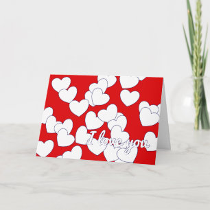 Cartão Vermelho Com Corações Brancos Para Dizer 'E